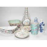 A group of eight items of Chinese ceramics, some damage