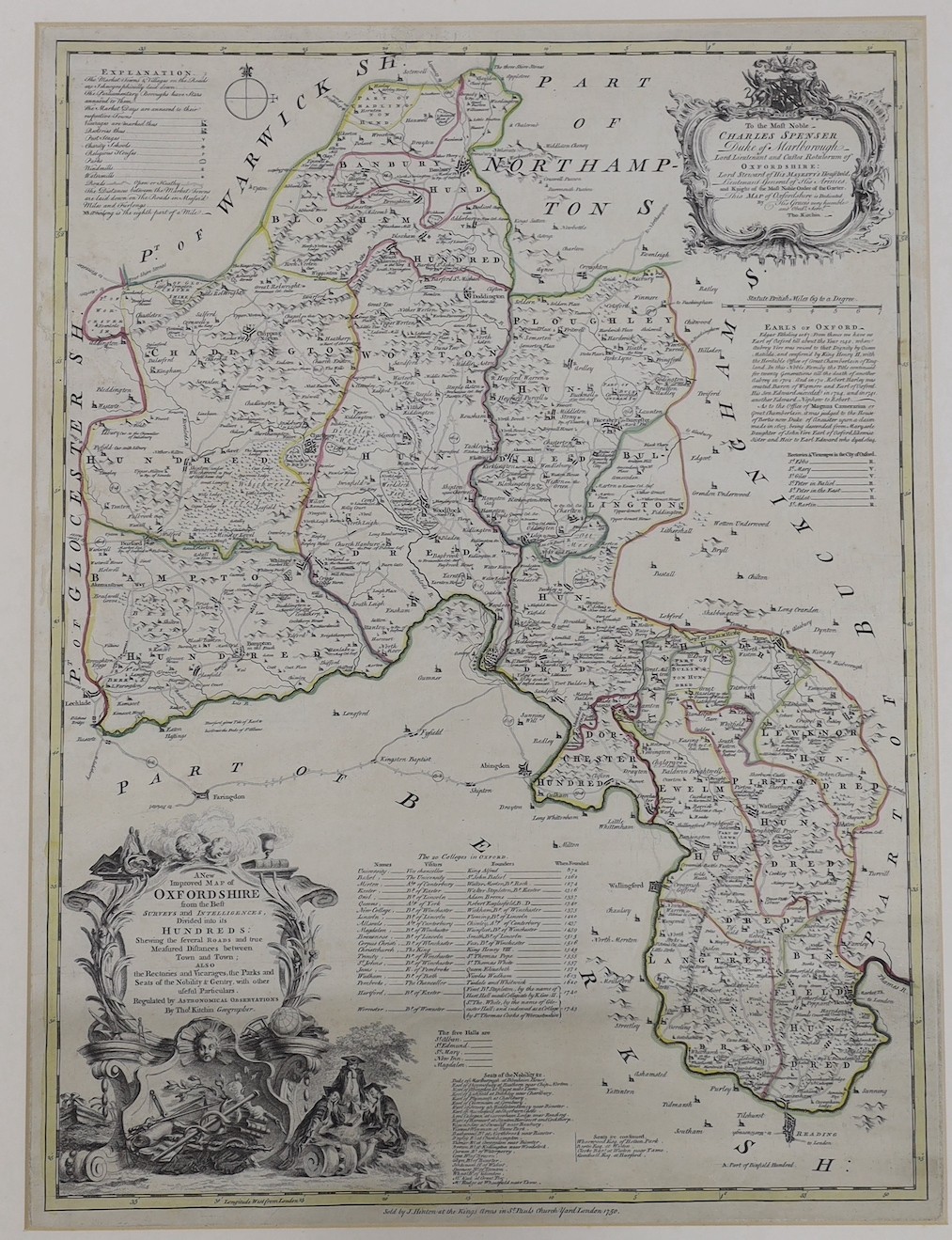 Thomas Kitchin, coloured engraving, A New and Improved Map of Oxfordshire, sold by J. Hinton, - Image 2 of 5