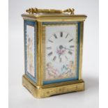 A 19th century engraved brass carriage clock by A Margaine, 14cm