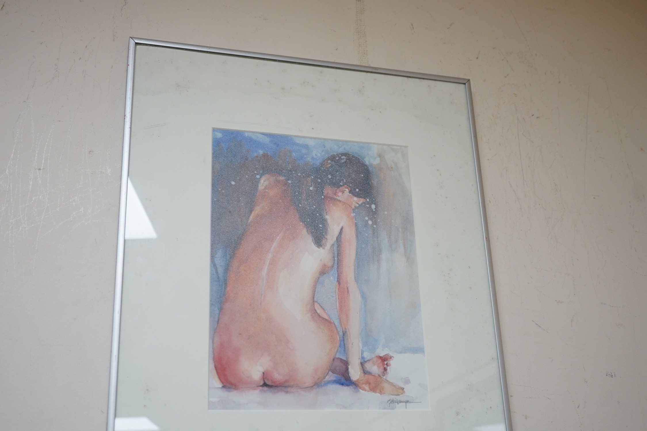 Kathleen Schildmeyer (Contemporary American), watercolour, Seated female nude, signed in pencil, - Image 2 of 4