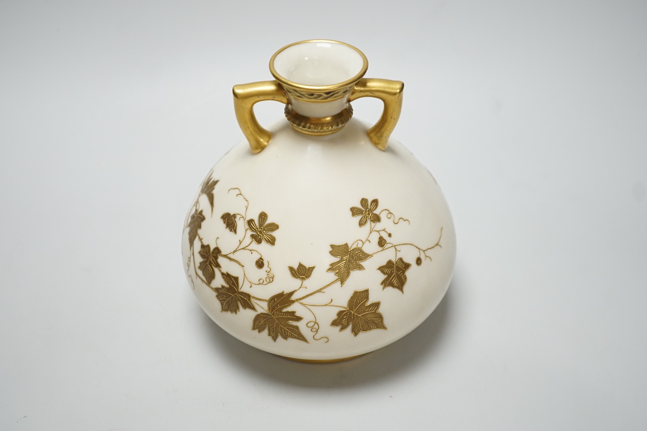 A Royal Worcester gilded vase of bulbous form, 17cm - Image 4 of 6