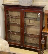 A George III and later mahogany astragal glazed bookcase cabinet, with shelved interior, width