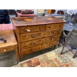 An 18th century parquetry inlaid Dutch walnut five drawer chest, width 131cm, depth 57cm, height