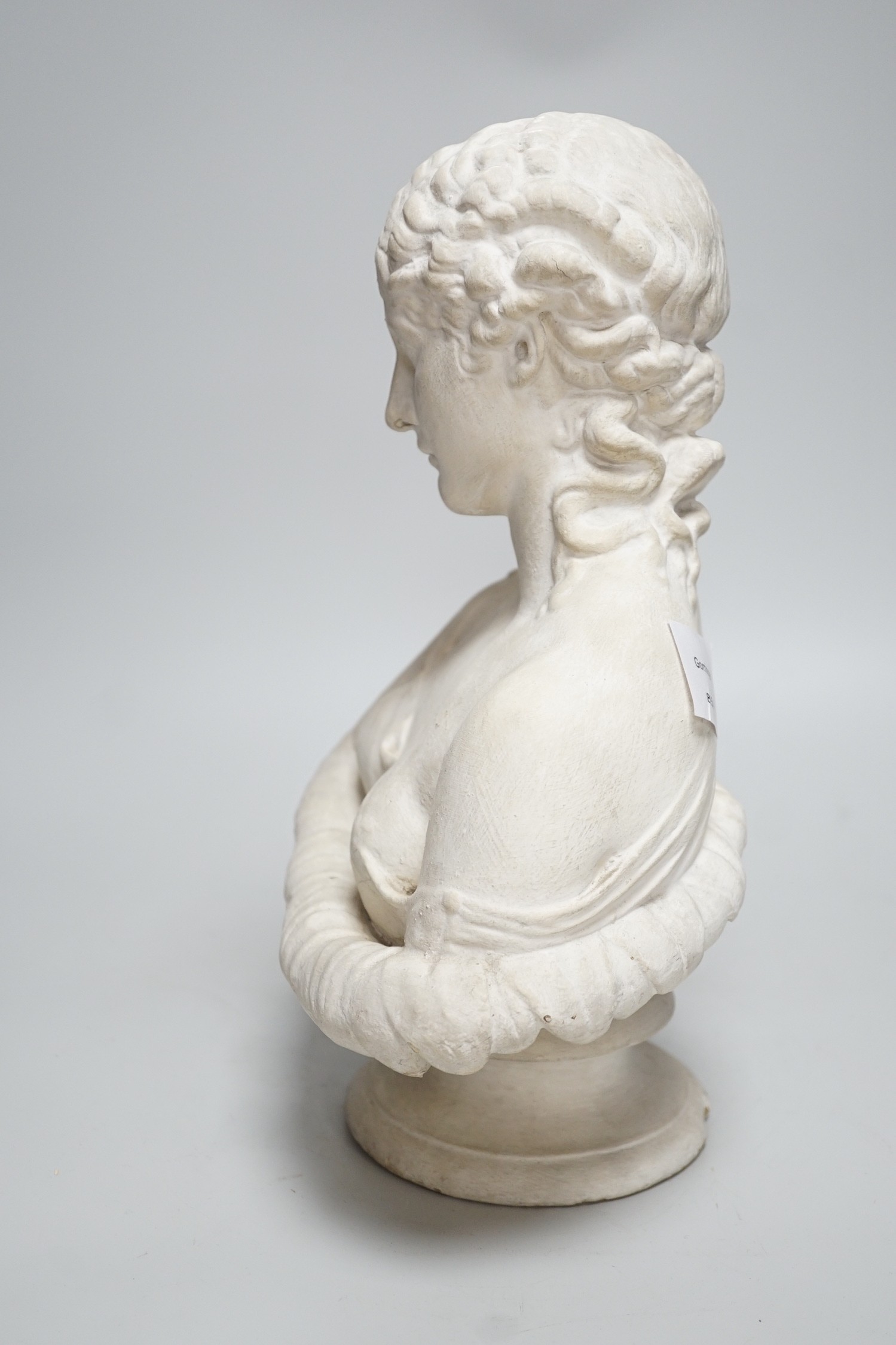 A small 19th century cast plaster bust, after the antique, 35cm - Image 2 of 6