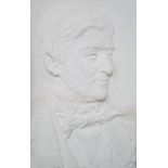 A relief moulded portrait bust, Ralph Waldo Emerson, in architectural frame, 37cms wide x 58.5cms