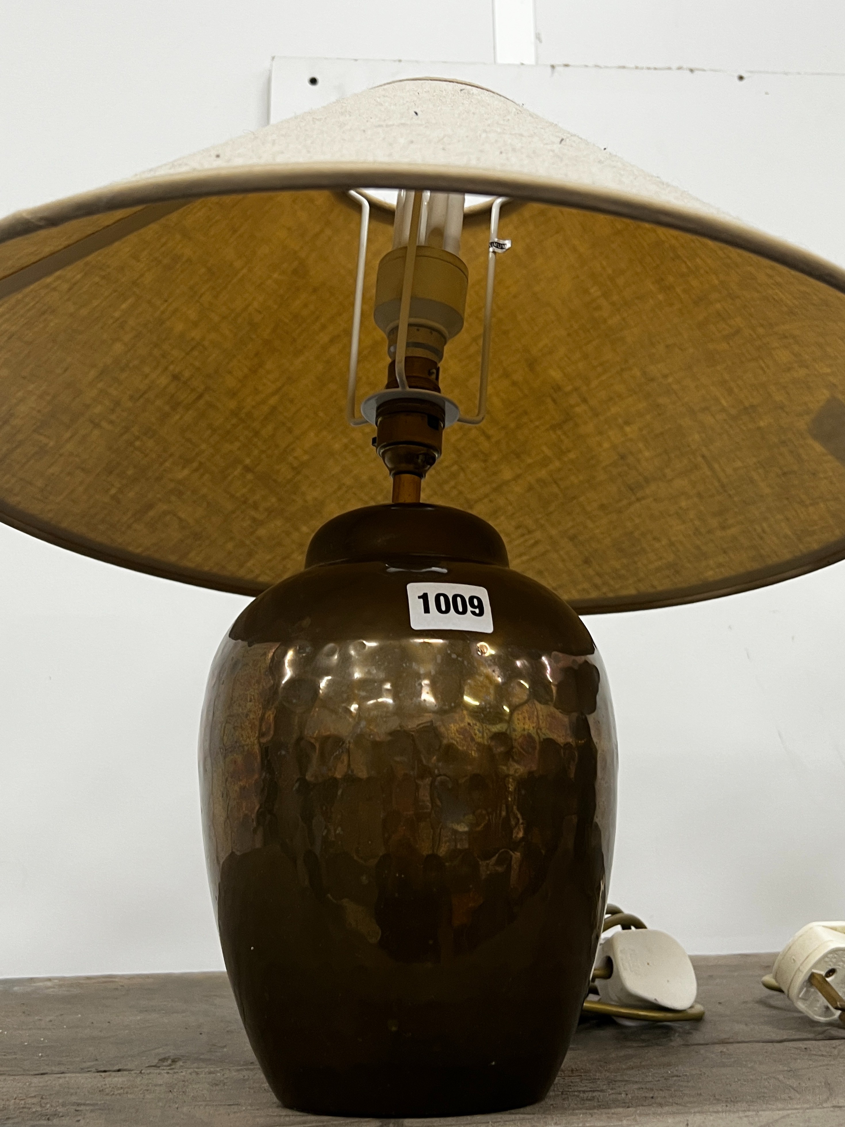 A pair of contemporary copper table lamps with shades, height including shades, 40cm - Image 2 of 2