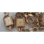 Two lady's 9ct gold manual wind wrist watches, including Rotary, on 9ct gold bracelets, gross weight