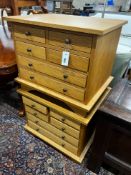 A pair of contemporary Laura Ashley Garrat oak six drawer bedside chests, width 63cm, depth 50cm,