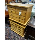 A pair of contemporary Laura Ashley Garrat oak six drawer bedside chests, width 63cm, depth 50cm,