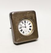 An Edwardian silver mounted travelling watch case, Birmingham, 191906, containing a nickel cased