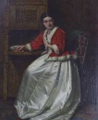 Joseph Moseley Barber (1811-1889), oil on canvas laid on board, Portrait of a lady seated at a