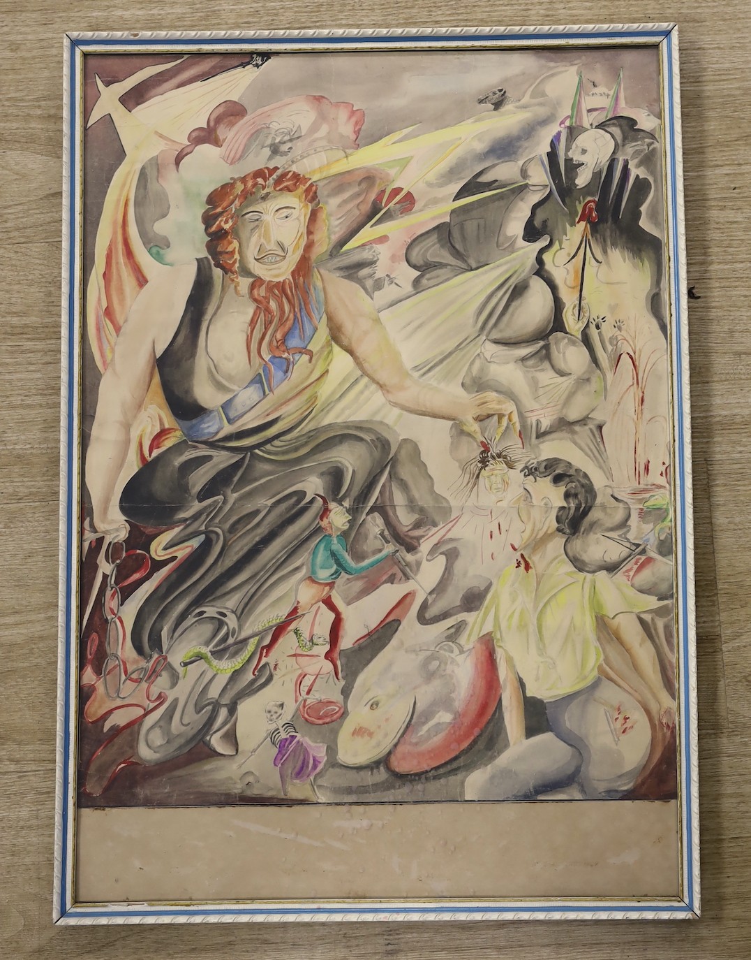 Modern British, watercolour, Illustration of Hades, 51 x 39.5cm - Image 2 of 2