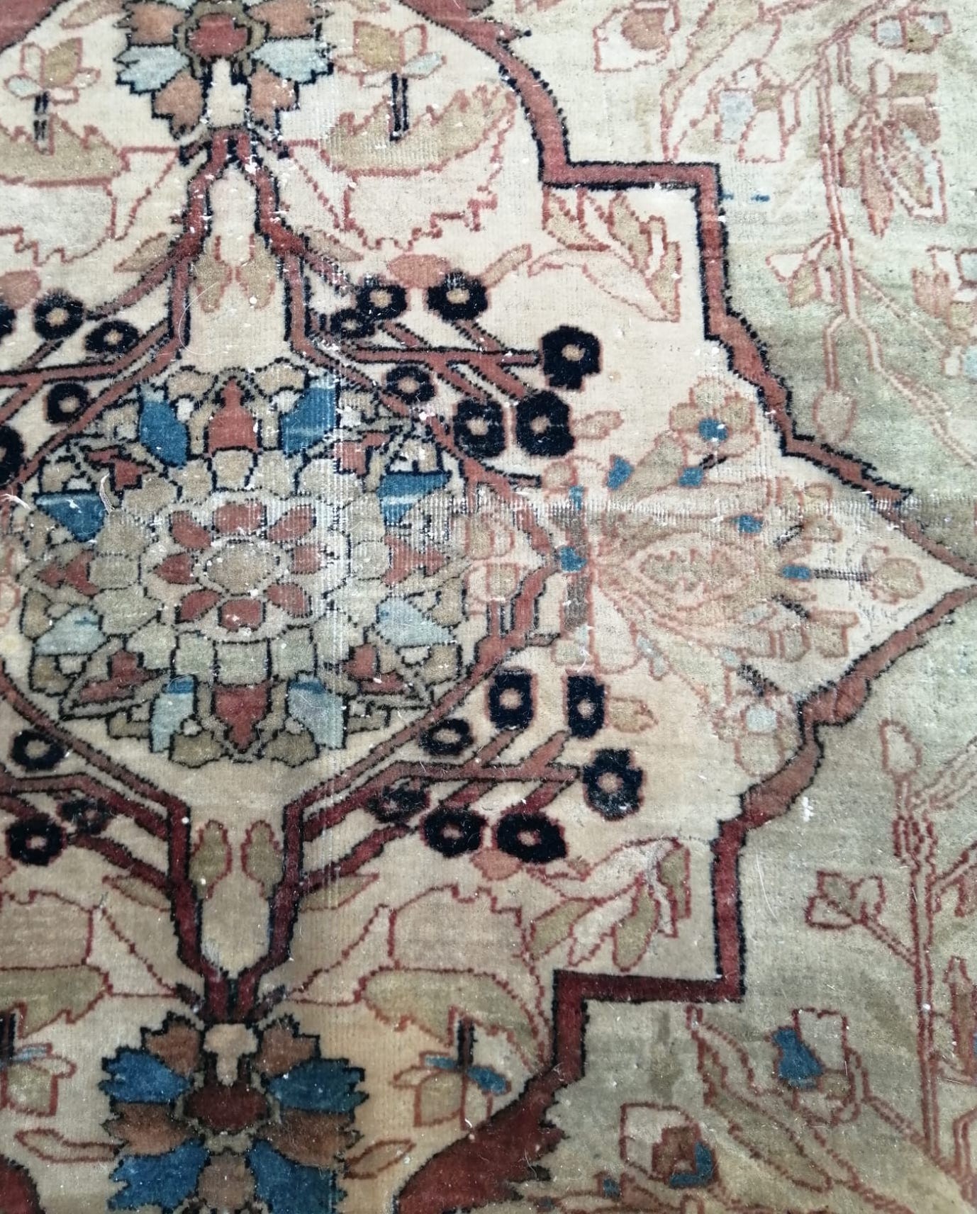 A fine Persian cream ground carpet, in distressed condition, 360 x 300cm - Image 3 of 3