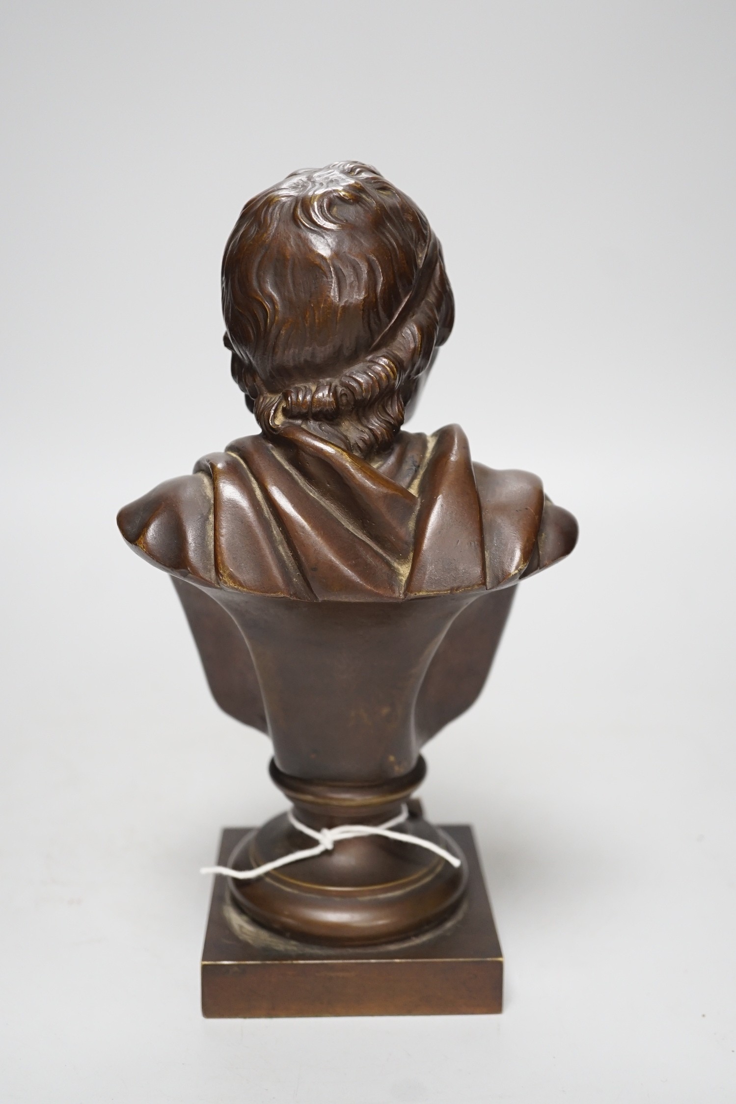 An early 20th century bronze bust of Voltaire, 24cm - Image 3 of 3