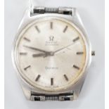 A gentleman's late 1960's stainless steel Omega manual wind wrist watch, movement c. 552 (rust in