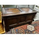 A late 17th / early 18th century panelled oak coffer, length 108cm, depth 48cm, height 66cm