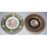 A Vienna style painted portrait plate, and another Vienna style plate both signed, largest 25cm