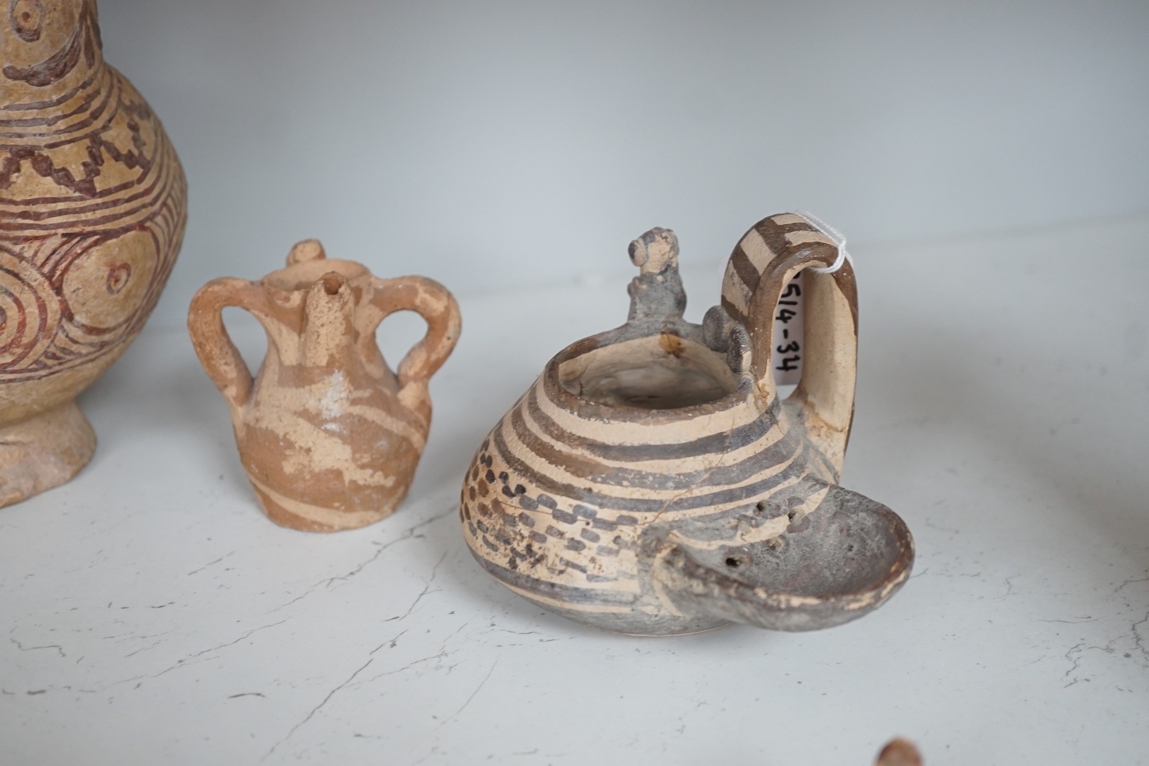 A selection of early Pre-Colombian, and other ceramics, to include an unusual vessel. Tallest 26cm - Image 9 of 9