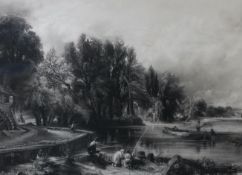 David Lucas after John Constable, open-lettered proof print, 'Stratford Mill - The Young