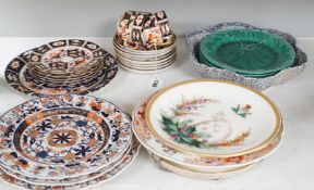 A quantity of Royal Crown Derby Imari teawares, Masons ironstone plates and further 19th century