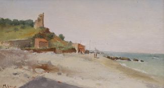 Maurice Lewis (1860-1940), oil on canvas, Coastal scene, signed, 17 x 31cm