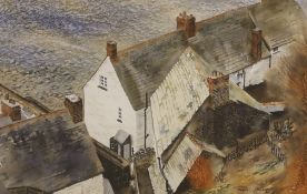 Robert Price (contemporary), watercolour, Cornish rooftops, signed and dated ‘94, 33 x 52cm