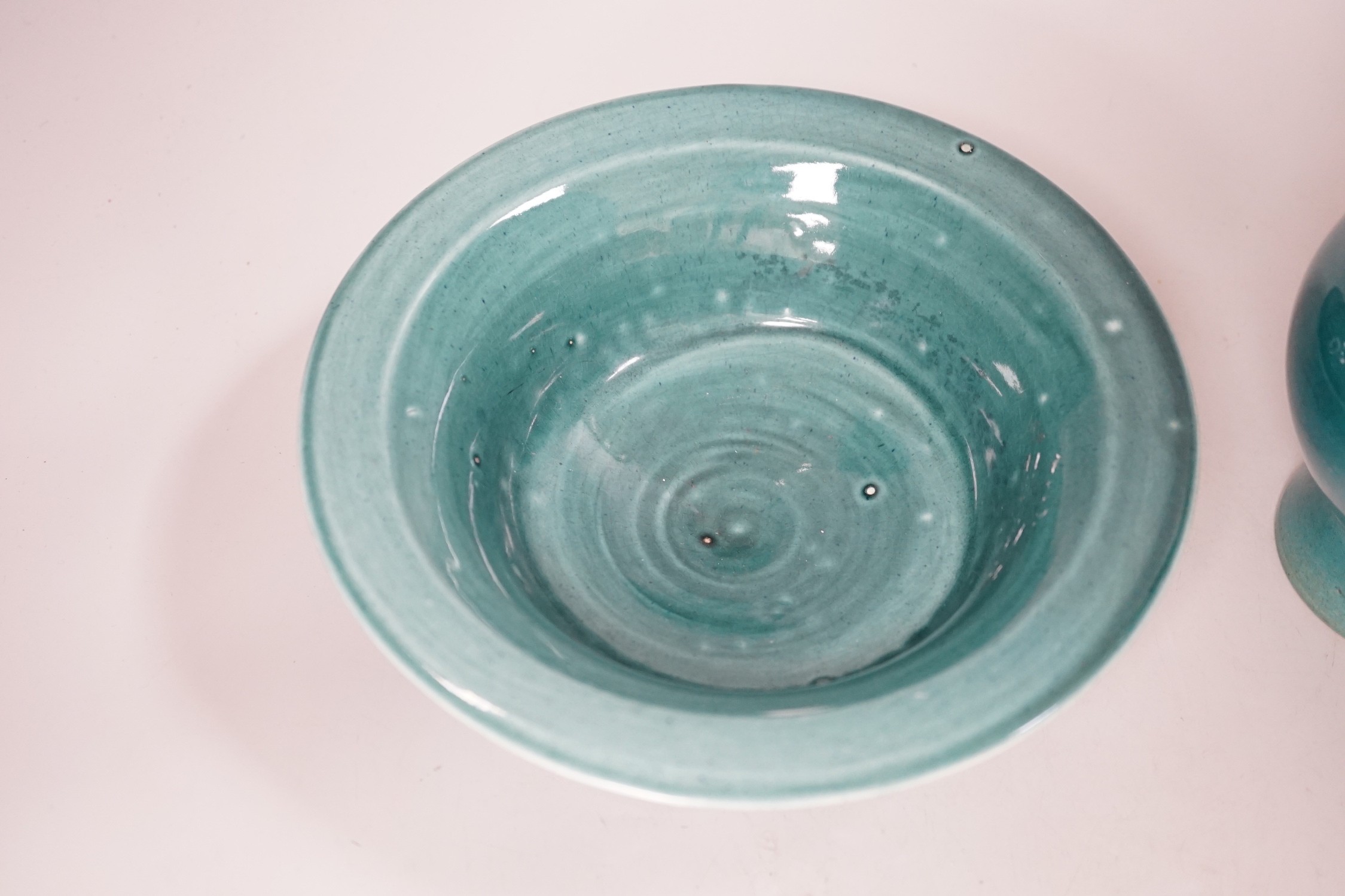 A Chinese turquoise-glazed vase and bowl. Tallest 20.5cm - Image 3 of 4