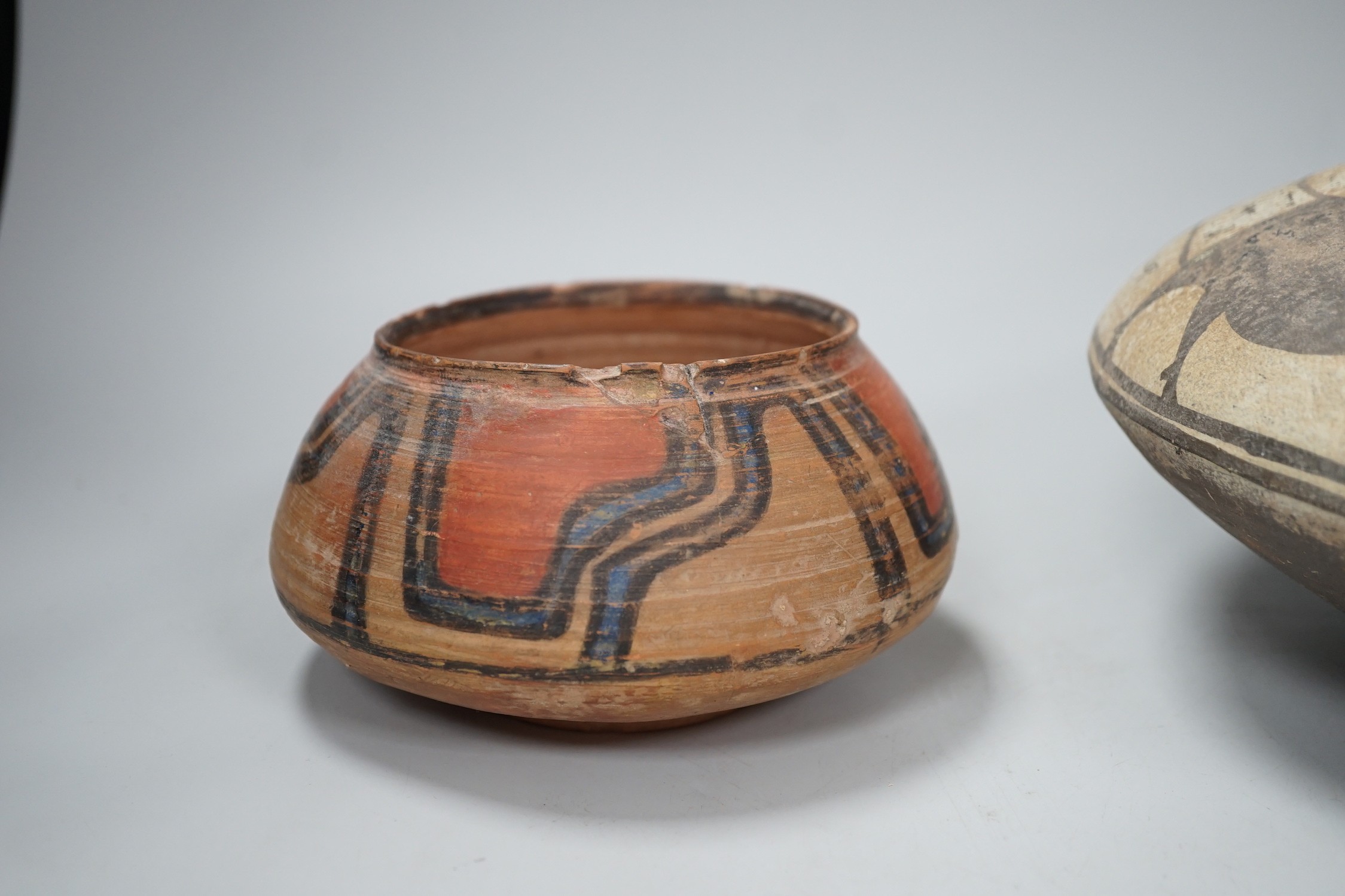 Two Pre-Columbian pigment painted bowls. Tallest 11cm - Image 2 of 7
