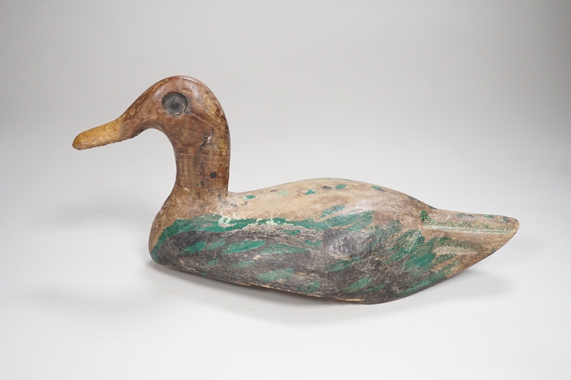 A 19th century painted decoy duck. 31cm long - Image 2 of 3