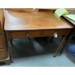 A Victorian mahogany two drawer side table in the Manner of Gillows, width 88cm, depth 52cm,