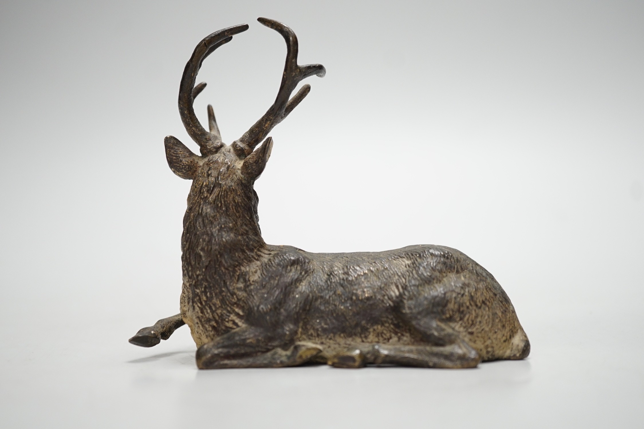 A Viennese cold-painted bronze model of a deer. 11cm wide - Image 3 of 4