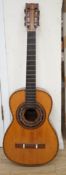 A 19th century Spanish parlour guitar labelled Antonio Carlos Garcia, Madrid. The back 46.5cm