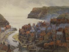 Leonard M. Powell (1861-1939, watercolour, ‘Staithes’, signed and dated 1885, 43 x 59cm