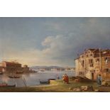 After Francesco Guardi (1712-1793), oil on wooden panel, Venetian view, 23 x 32cm