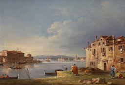 After Francesco Guardi (1712-1793), oil on wooden panel, Venetian view, 23 x 32cm