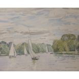 John Sanderson Sanderson-Wells RI (1872-1955), watercolour, 'Sailing, Kingston Reach', signed, 35