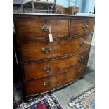 An early Victorian mahogany bow fronted chest of drawers, width 105cm, depth 53cm, height 105cm