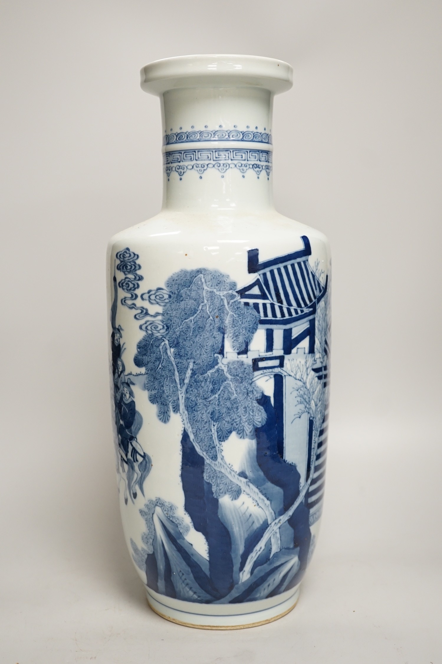 A Chinese blue and white rouleau vase. 46cm tall - Image 2 of 4