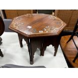 An Indian “Mysore Arts & Crafts” Abalone inlaid octagonal hardwood Moorish style table with