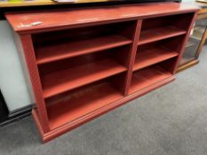 A Victorian style painted open bookcase, length 190cm, depth 40cm, height 99cm