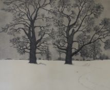 Francis Kelly (1927-2012) , etching, 'Winter Trees', signed in pencil, 20/50, 49 x 58cm