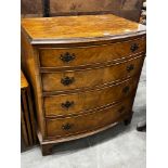 A reproduction George I style walnut bowfront chest, width 78cm, depth 52cm, height 84cm