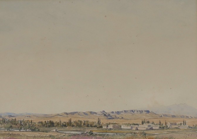 Martin Hardie RA (1875-1952), watercolour, 'Spanish landscape, Saragossa', signed and dated 1927, 25