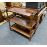 A Victorian mahogany three tier buffet, width 102cm, depth 44cm, height 109cm