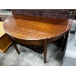 A George III mahogany D shaped table section, width 119cm, depth 59cm, height 72cm