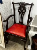 A Victorian circular rosewood occasional table (adapted) diameter 50cm height 44cm and a Chippendale