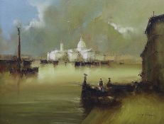 Luigi Roiga, oil on canvas, View of Venice, signed, 39 x 49cm