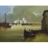 Luigi Roiga, oil on canvas, View of Venice, signed, 39 x 49cm