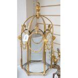 An Adam revival ormolu hall lantern, early 20th century, 58 cm high to suspension loop