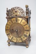 A 17th century and later brass lantern clock, fusee movement